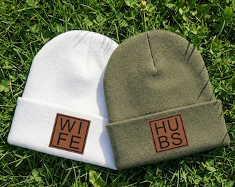 Gorros a juego para esposos, gorros personalizados con parche de cuero para parejas, regalo para él y para ella, regalo de aniversario de bodas.