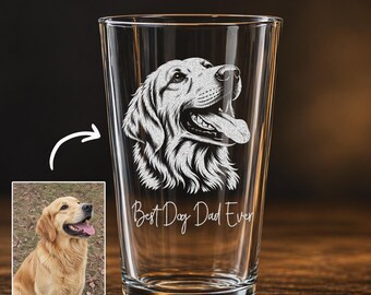 Custom Father's Day Gift For Dog Dad, Dog Keepsake Glass Gift For Dog Lovers, Pet Owner Beer Glass, Dog Memorial Gift, Engraved Dog Photo