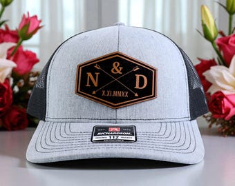 Custom Wedding Hats with Initials and Roman Numeral Date, Groom Hat, Groomsman Hats, Custom Wedding Hat, Anniversary Gift, Valentine Gift