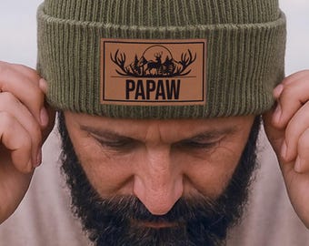 Custom Hunting Grandpa Beanie, Personalized Beanie Gift for Papaw, Dad, Papa, Fathers Day Gift For Hunting Papaw Beanie Hat, Grandpa Gift