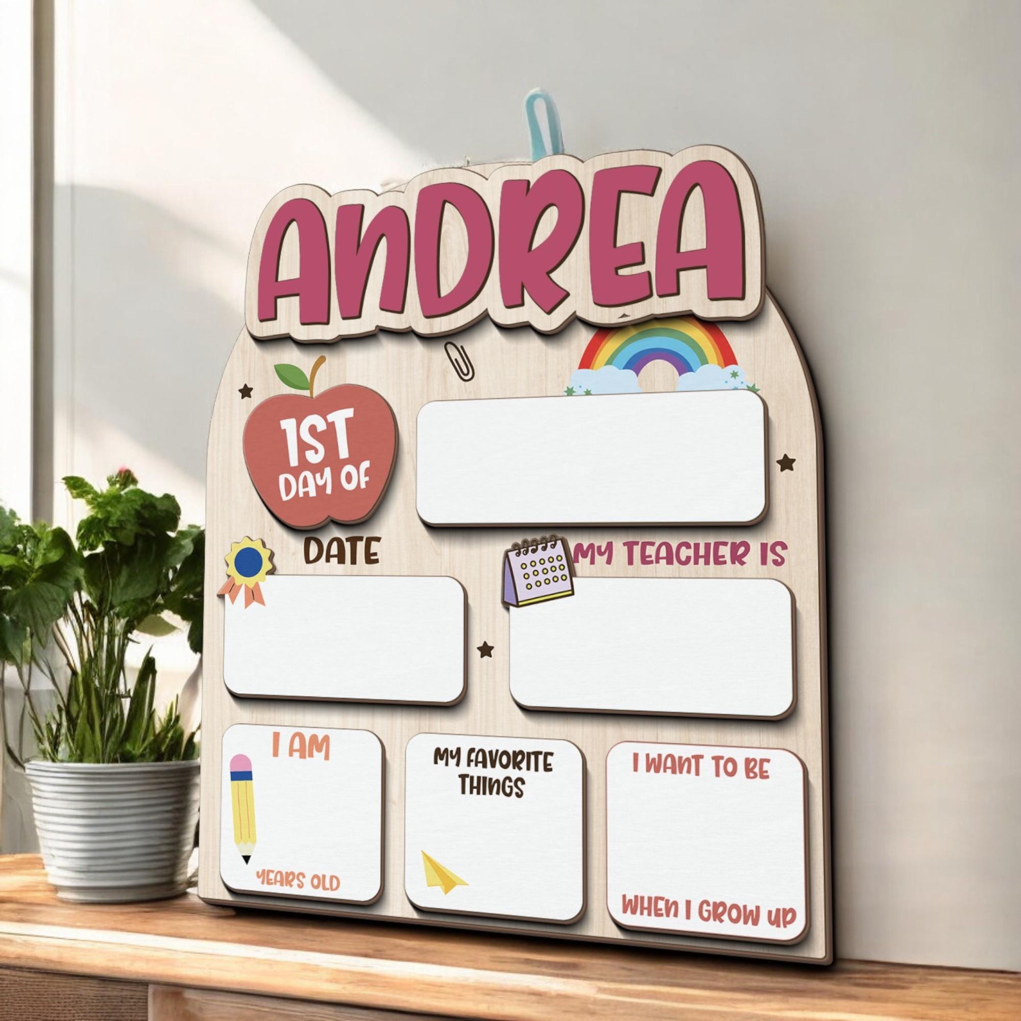 Singer First Day Back Custom Name First and Last Day of School Sign, Reusable Back to School ...