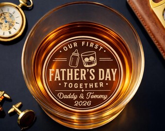 Custom Our First Fathers Day Together Whiskey Glass, New Dad Gift from Baby, First Time Father Gift, Fathers Day Gift For Him, Best Dad Gift