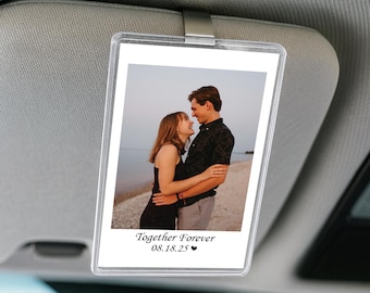 Personalized Couple Photo Car Visor Clip, Custom Drive Safe I Love You Visor Clip, Christmas Gift for Boyfriend or Husband, Drive Safe Gift