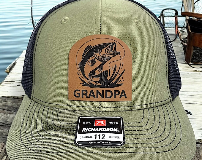Custom Fishing Hat, Personalized Name Dad Fishing Hat, Richardson 112 Trucker Cap Gift for Fishermen, Fishing Grandpa Hat, Bass Fishing Cap