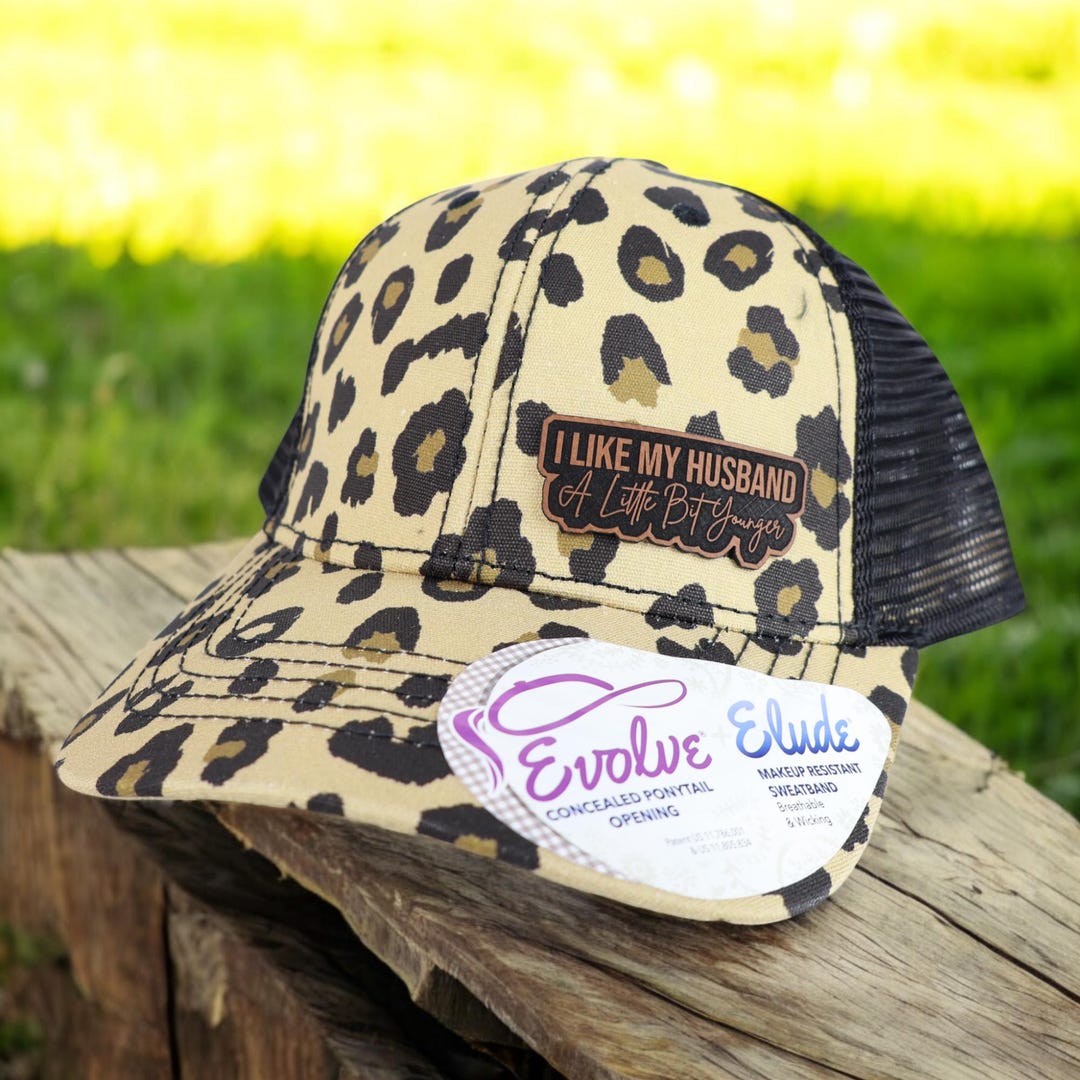 I Like My Husband A Little Bit Younger Trucker Hat, Leopard Print ...