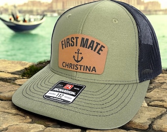 Gorra de primer oficial con nombre personalizado, gorra de camionero Richardson 112, gorra con nombre personalizado, gorra de ancla, regalo para navegante, gorra de regalo para primer oficial y capitán