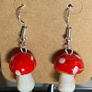 Different color Mushroom dangle earrings