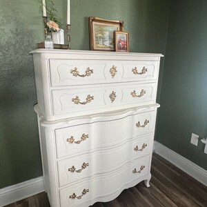 Luxurious Vintage White & Brass Chest of Drawers - Refurbished - Sold