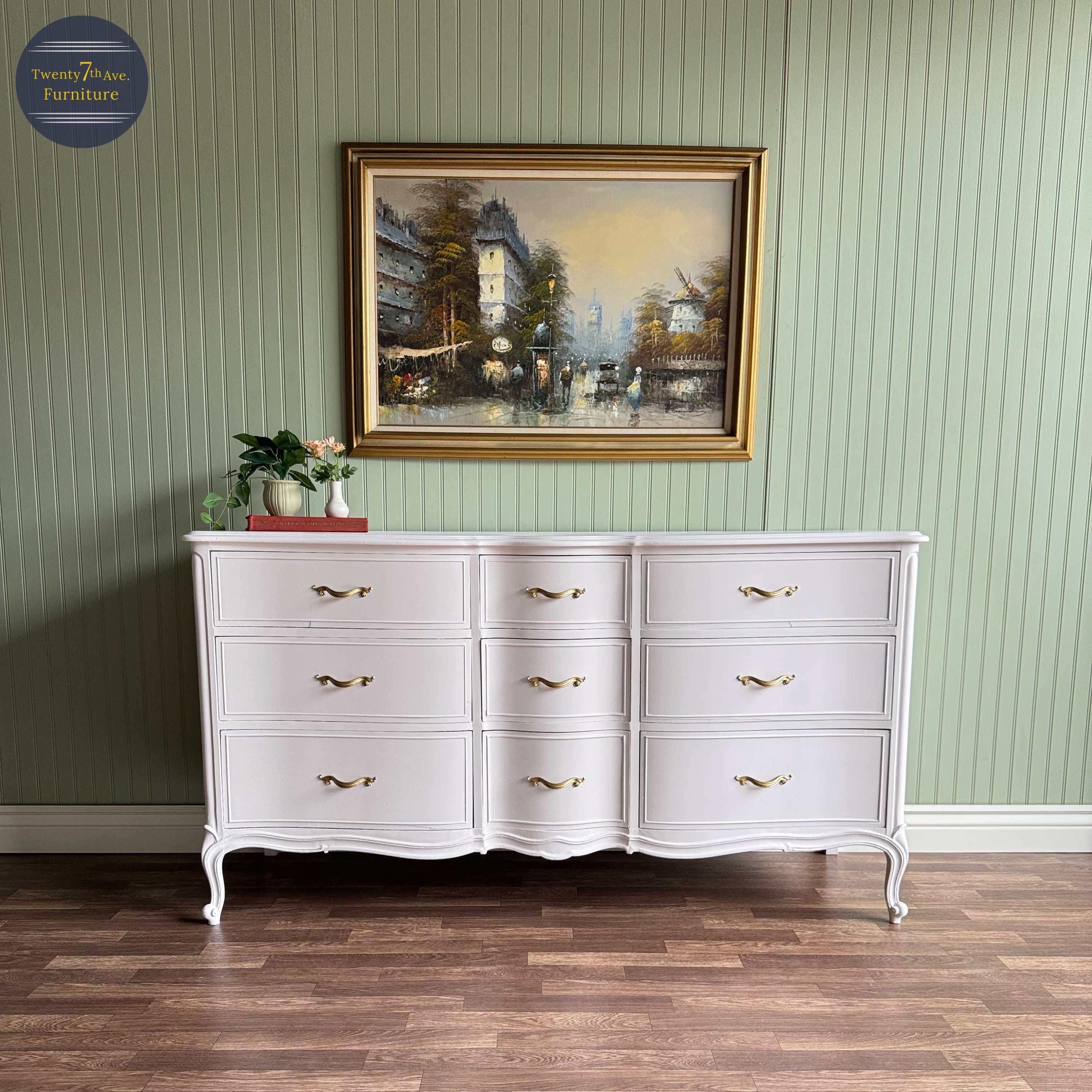 Pink Bliss Vintage French Provincial Dresser | Gold Hardware | 9