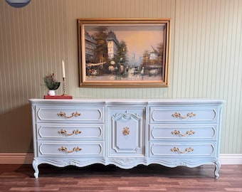 dresser light blue Rosalie 6-Drawer Dresser