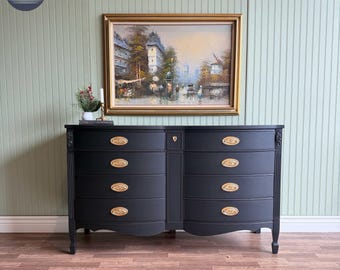 Elegant Matte Black Dresser — CUSTOM UPCYCLED FURNITURE