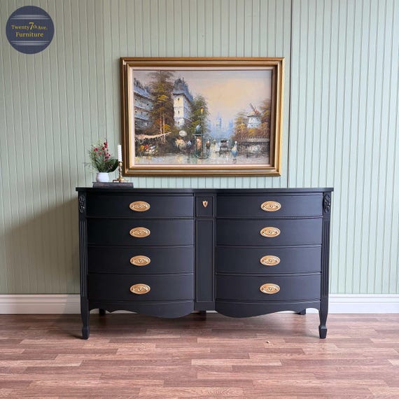 black dresser gold hardware Kendall 6-Drawer and keeping your top surface neat and tidy SOLD** Refinished Traditional Black Dresser,