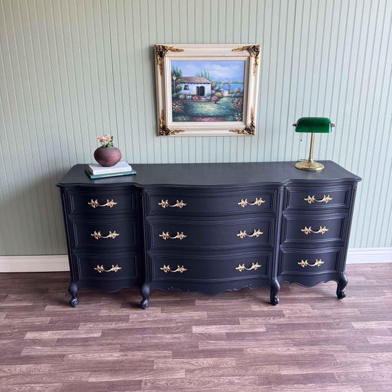 black dresser with gold handles Kendall Square Mirror Its sleek black body adorned with fine stripes complements a range of interior decorating styles Belmont 8 Drawer Dresser -