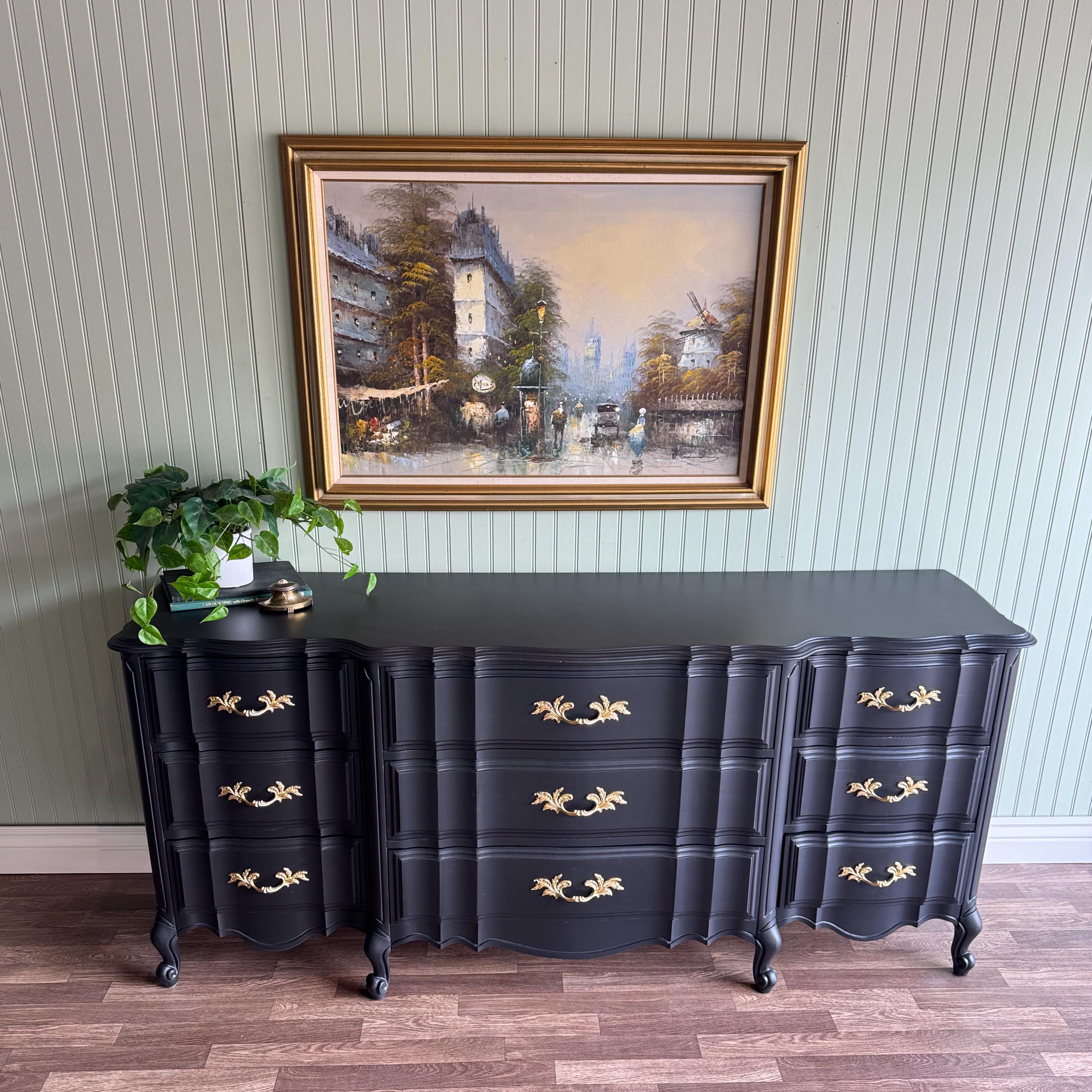 slim fit dress slacks Lane Furniture Black Lacquer and Brass 9 Drawer Dresser main image 0