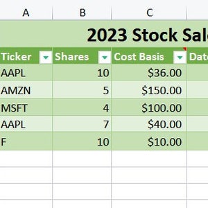 Stock Investing Sales Tracking and Capital Gains Calculator - Premium Excel Template Workbook