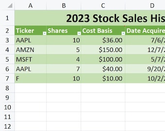 Calculadora de acompanhamento de vendas e ganhos de capital para investimentos em ações - Pasta de trabalho básica do Excel