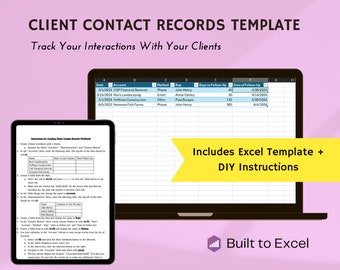 Apostila de registros de contato do cliente + instruções de como construir | Pasta de trabalho do Microsoft Excel | Planilha Excel | Prática Excel