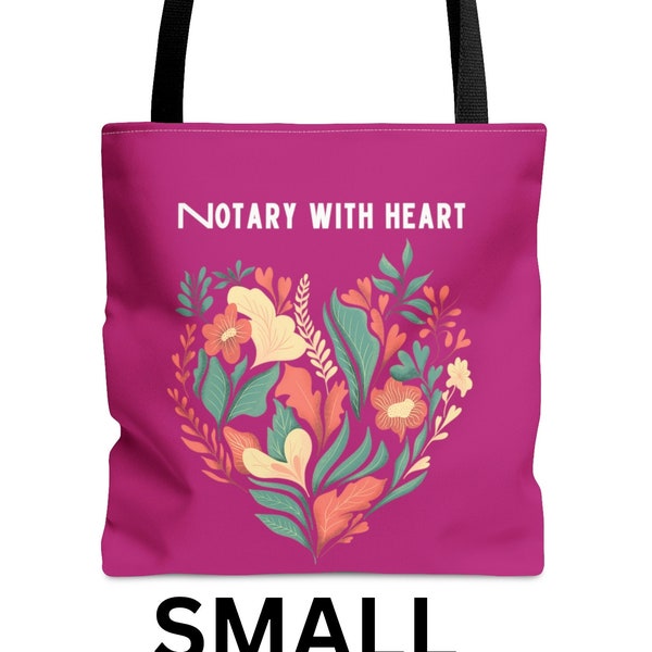 Notary Notary With Heart Pink Tote Bag, Notary Work Bag, Christmas Gift for Notary, Notary Birthday Gift, Notary Secret Santa, Notary Gift
