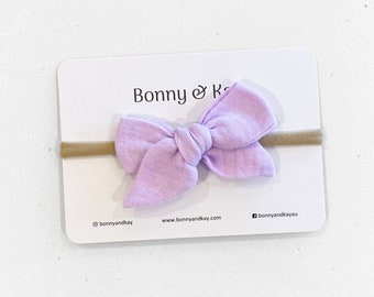 Mini Muslin Bow Headband - Lilac