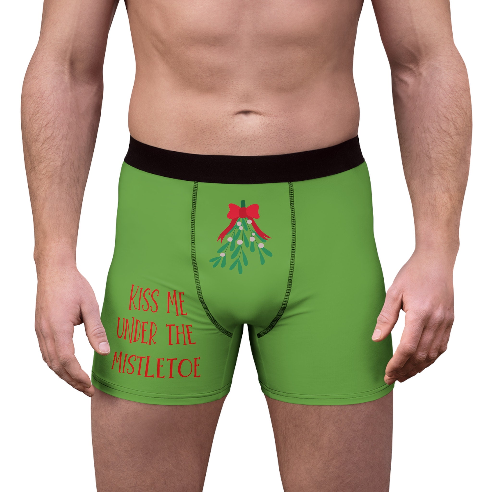 Kiss me under the holly Plus Size Red Thong, Christmas Underwear, * FAST  SHIPPING * - Sizes X, XL, 2XL, 3XL and 4XL