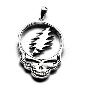 Grateful Dead Steal Your Face 13-Point Lightning Bolt Sterling Silver Necklace Double Sided