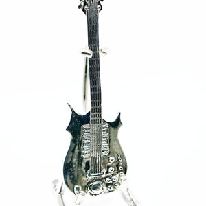 Grateful Dead Jerry Garcia Silver Guitar with Stand Steal Your Face 13-Point Lightning Bolt