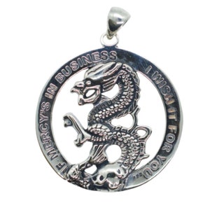 Grateful Dead Fire on the Mountain Dragon Sterling Silver Necklace Mercy&#39;s a Business