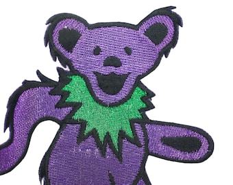 Grateful Dead Purple and Green Dancing Bear Patch 4.5"