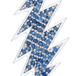Grateful Dead Blue Sapphire Silver 13 Point Lightning Bolt Necklace