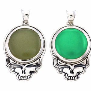 Grateful Dead Steal Your Face Glow in the Dark Sterling Silver Necklace 13/16&quot;