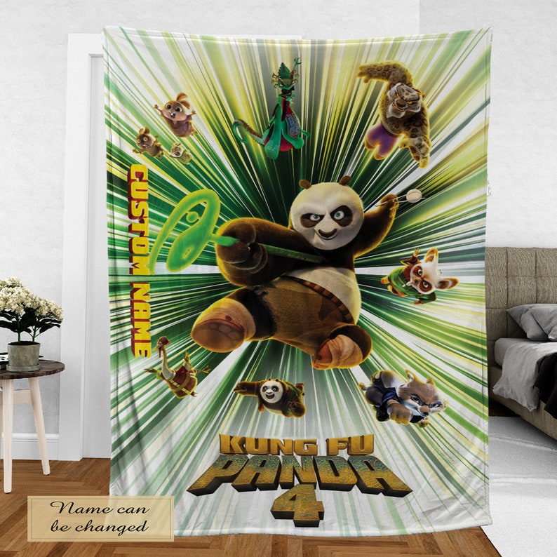 Custom Blanket Throw Panda, Customize Fleece Blanket Name, Personalized