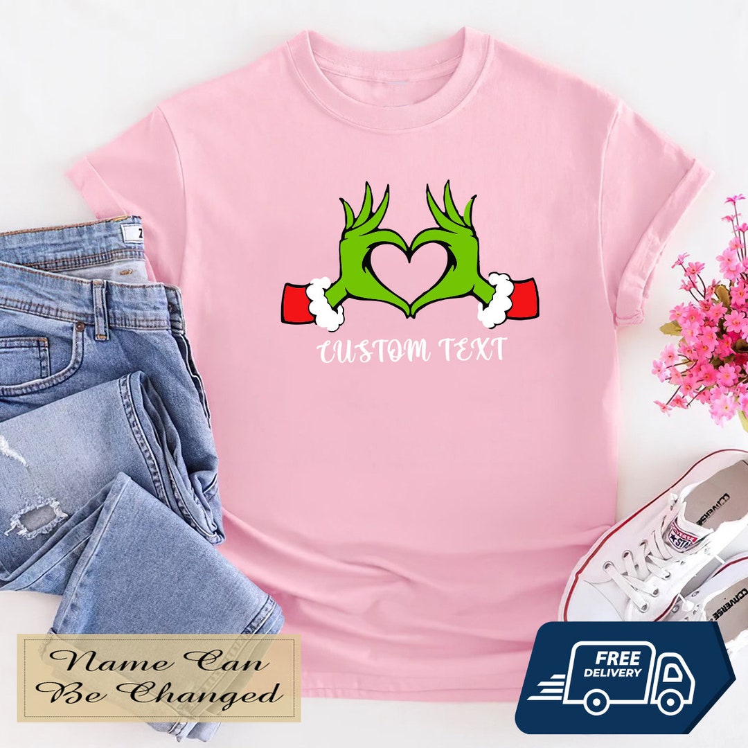 Grinch Shirt, Heart Hands Graphic Grinch Tshirt, Valentines Day Gift