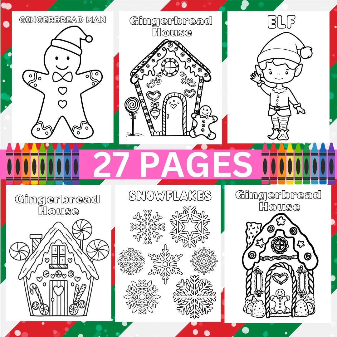 Coloring Book for the Holidays Gingerbread Coloring Pages - Etsy