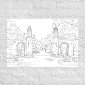 Poster of Indiana University Bloomington Sample Gates - Printed Hand Sketch
