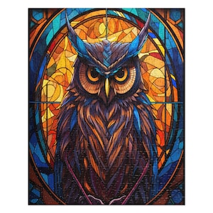 Gebrandschilderd glas uil puzzel!