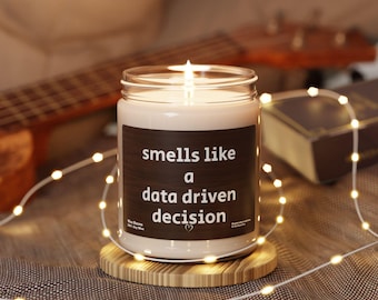 Vela con olor a decisión basada en datos, regalo de científico de datos, vela de hoja de cálculo, regalo de contable, regalo divertido de Excel, regalo de analista de datos