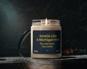 Profuma di candela vincente del Michigan / Idea regalo unica / Candela di calcio / Wolverines / Decorazione del giorno della partita / Candela a tema sportivo