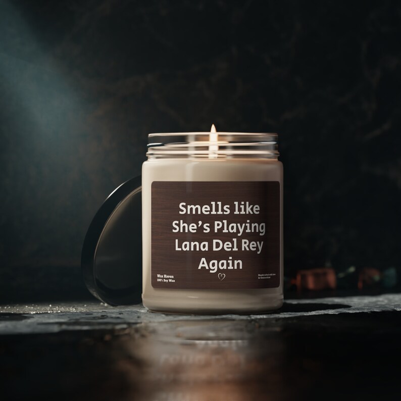 Smells Like She's Playing Lana Del Rey Funny Candle Gift for Her Lana Fan Lana Del Rey Gift Best Friend Gift Lana Gift Birthday Gift image 5