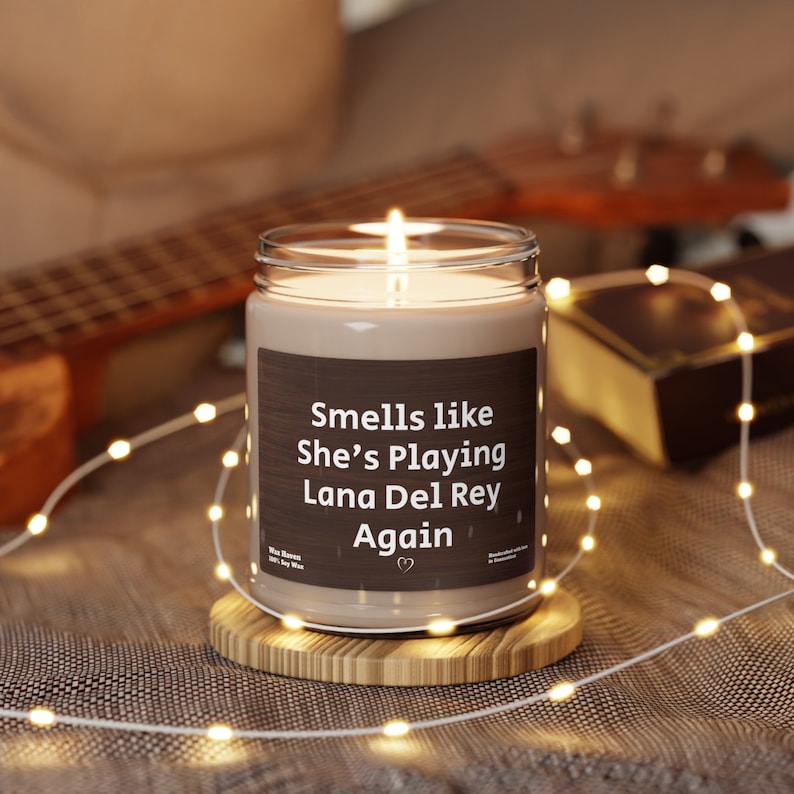 Smells Like She's Playing Lana Del Rey Funny Candle Gift for Her Lana Fan Lana Del Rey Gift Best Friend Gift Lana Gift Birthday Gift image 1