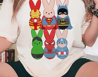 Camiseta de Pascua de superhéroe, camiseta de huevos de los Vengadores, camiseta de Pascua para niños, camiseta de viaje de Pascua, camiseta de Pascua de araña