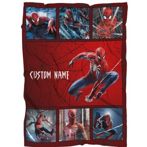 Personalized Spiderman Blanket, Custom Spiderman Birthday Blanket, Spiderman Birthday Theme Party Blanket All Spiderman Blanket Gift For Kid