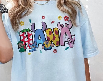 Benutzerdefinierte Name Nana Lilo & Stitch Unisex T-Shirt, Disney Oma Mama T-Shirt, personalisiertes Muttertagsgeschenk, Magic Kingdom Disneyland Shirts