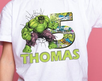 Camiseta personalizada de cumpleaños de Hulk: camiseta de cómic de superhéroe