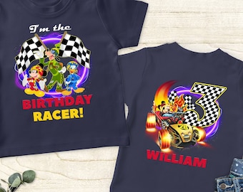 Camiseta personalizada de cumpleaños de Mickey Roadster Racers