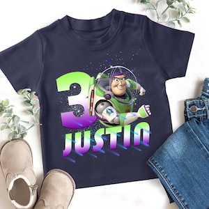 Custom Disney Buzz lightyear Birthday Kid Youth Toddler Shirt, Pixar Toy Story Birthday Shirt, Custom Name Age Buzz Lightyear Shirt Gift