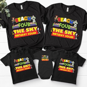 Disney Toy Story Family Unisex T-Shirt, Reach Four The Sky Birthday Shirt, Toy Story Personalized Birthday Tees, Buzz And Woody Shirt Gift