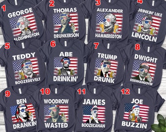 Drinking Presidents-T-shirt: grappig T-shirt vrijgezellenfeest