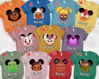 Personalized Disney Moana Characters Unisex T-shirt, Chief Rooster Maui Sina Tamatoa Costume Mickey Shirt, Disneyland Family Party Gift Tee