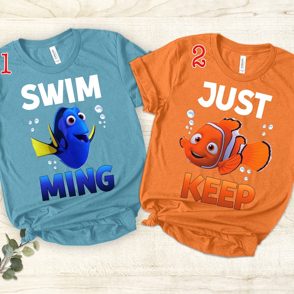 Disney Finding Nemo Shirt Just Keep Swimming Unisex T-Shirt, Disney Couple Shirt, Magic Kingdom, Disneyland Matching Tee, Dory Nemo Couple