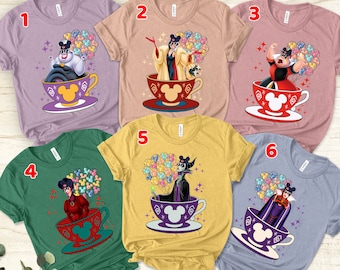 Aangepaste Disney schurk karakter Unisex T-shirt, schurken Ursula Evil Queen Hades Maleficent met ballon shirt, Disney World shirt moeder